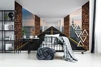 Флизелиновые фото обои города 368x254 см Дорога 3D Нью-Йорк в туннеле (10002V8) +клей