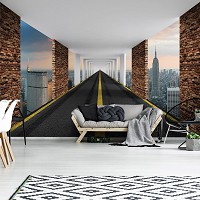 Флизелиновые фотообои город в интерьере фото Нью-Йорк 3D дорога в тоннеле (10002V)+клей