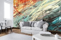 Флизелиновые фотообои на стену 312x219 см Абстракция резкие разноцветные мазки краски (10004VEXXL) +клей