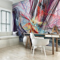 Флизелиновые фотообои абстрактные 416x290 см резкие разноцветные мазки красок (10005VEXXXXL) +клей