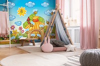 Флізелінові фотошпалери для дитячої 312x219 см Щасливі зайняті бджоли (10008VEXXL) +клей