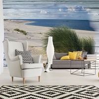 Природа море флізелінові фотошпалери 312x219 см Краєвид вітряного океанського пляжу (10025VEXXL) +клей