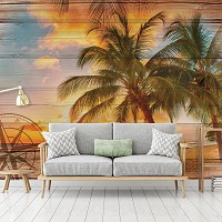 Тропики флизелиновые фотообои 312x219 см Пейзаж пляжного закату на досках (10027VEXXL) +клей