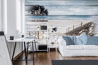 Море флизелиновые фотообои 416x254 см Пейзаж пляжной дорожки на досках (10028VEXXXL) +клей