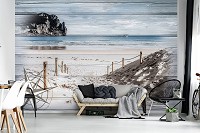 Вид на море фото шпалери 368x254 см Море пляж на дошках (10028P8)+клей