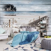 Флизелиновые фотообои фото природы 254x184 см Море пляж на досках (10028V4)+клей
