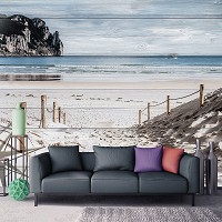 Флизелиновые фотообои морская тематика 368x280 см Пейзаж пляжной дорожки на досках (10028V10) +клей