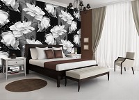 Розы флизелиновые фотообои 254x184 см Черно-белый цветочный узор (10030V4)+клей