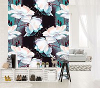 Флизелиновые фотообои 184x254 см цветочный узор из белых роз (10031V4A)+клей