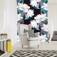 Флизелиновые фотообои 206x275 см цветочный узор из белых роз (10031VEA)+клей