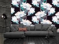Красивые флизелиновые фотообои цветочный узор из белых роз (10031V)+клей