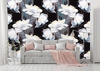 Флизелиновые фотообои 312x219 см Белоснежные цветы на темно-сером фоне (10032VEXXL) +клей