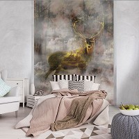 Флізелінові фотошпалери Природа Осінь 184x254 см Олень у туманному лісі (10033V4A)+клей - вид 5 мініатюра