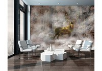 Флизелиновые фотообои Осень природа 254x184 см Олень в туманном лесу (10033V4)+клей