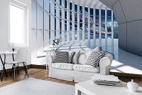 Современные 3d флизелиновые фотообои 416x254 см Вид из окна на космическую станцию (10034VEXXXL) +клей