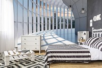 Флизелиновые фотообои с окном в интерьере 3д коридор 368x254 см Туннель с видом на город Нью-Йорк (10036V8)+клей