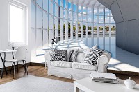 Флизелиновые фотообои окно 3д коридор 312x219 см Туннель с видом на город Париж (10037VEXXL)+клей