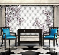 Флизелиновые фотообои красивые 416x254 см Роскошная стена с цветами и колоннами (10038VEXXXL) +клей