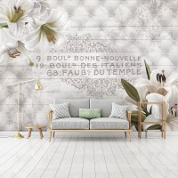 Флизелиновые фотообои на кухню цветы 312x219 см Лилии и белая элегантность (10051VEXXL) +клей