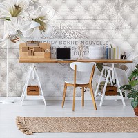 Флизелиновые фотообои под доску цветы 416x254 см Лилии и белая элегантность (10051VEXXXL) +клей