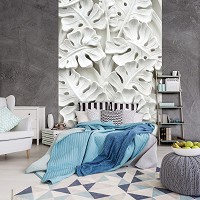 Флизелиновые фотообои 3d Листья 184x254 см Барельеф из алебастровых цветов (10052V4A)+клей