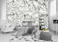 Фото обои 3D цветы 368х254 см Барельеф из алебастровых листьев (10052P8)+клей