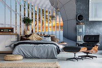 Флизелиновые фотообои с природой в интерьере 3д коридор 254x184 см Тоннель с окном с видом на пляж (10053V4)+клей