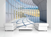 Флизелиновые фотообои 3д Тоннель 416 x 254 см Коридор - Пляж и море за окном (10054VEXXXL)+клей