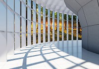 Зд коридор флізелінові фотошпалери 254x184 см Тунель з великим вікном з видом на захід сонця в лісі (10056V4)+клей - вид 1 мініатюра