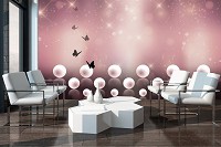 Флизелиновые фотообои с бабочками фото 368x254 см Абстрактный жемчуг на темно-розовом фоне (10058V8) +клей