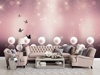 Флизелиновые фотообои 416x254 см Абстрактный жемчуг на темно-розовом фоне (10058VEXXXL) +клей