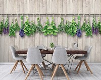 Красиві флізелінові фотошпалери листя 312x219 см Зелень на тлі сірих дощок (10059VEXXL) +клей