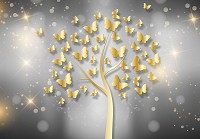 Флизелиновые фотообои искусство 416x290 см Золотое дерево на темно сером фоне (10062VEXXXXL) +клей - вид 1 миниатюра