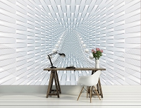 Красивые флизелиновые фотообои на кухню 368x280 см Абстракция белый туннель с шарами (10063V10) +клей