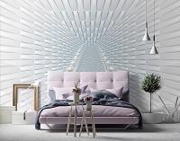 Флизелиновые фотообои 368x254 см Абстракция белый туннель с шарами (10063V8) +клей