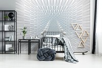 Абстрактные флизелиновые 3D фотообои 254x184 см Туннель и Белые сферы (10063V4)+клей