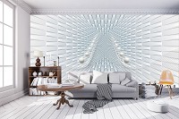 Флизелиновые фотообои на кухню 416x290 см Абстракция белый туннель с шарами (10063VEXXXXL) +клей