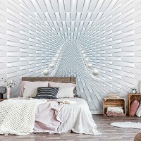 Флізелінові фотошпалери 3D абстракція в інтер'єрі Тунель та Білі сфери (10063V)+клей - вид 9 мініатюра