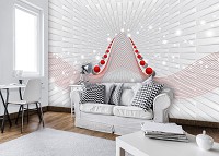 Флизелиновые фотообои на всю стену 416x290 см Абстракция белый туннель с красными шарами (10064VEXXXXL) +клей - вид 7 миниатюра