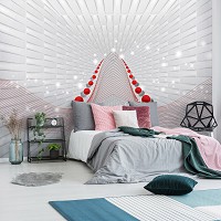 Флизелиновые фотообои на всю стену 416x290 см Абстракция белый туннель с красными шарами (10064VEXXXXL) +клей - вид 8 миниатюра