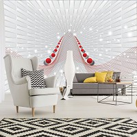 Флизелиновые фотообои 368x280 см Абстракция белый туннель с красными шарами (10064V10) +клей