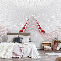 Искусство флизелиновые фотообои 3D абстракция  Туннель и Красные сферы (10064V)+клей