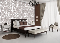 Моющиеся флизелиновые фотообои под дерево 416x290 см Узоры в серой цветовой гаме на белом фоне (10065VEXXXXL) +клей