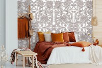 Флизелиновые фотообои дерево 368x280 см Узоры в серой цветовой гаме на белом фоне (10065V10) +клей