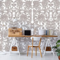 Популярные флизелиновые фотообои 416x254 см Узоры в серой цветовой гаме на белом фоне (10065VEXXXL) +клей