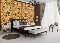 Флизелиновые фотообои с рисунком доски 416x290 см Деревянный рельеф в узорах на темном фоне (10066VEXXXXL) +клей - вид 5 миниатюра