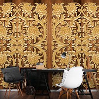 Флізелінові фотошпалери до спальні 254x184 см Абстракція Орнаменти Дерев'яні Квіти Барельєф (10066V4)+клей - вид 10 мініатюра