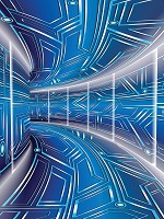 Флизелиновые фотообои с геометрическим рисунком 206x275 см Синий коридор 3D Туннель (10073VEA)+клей - вид 1 миниатюра