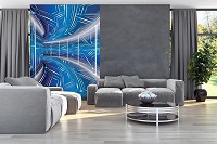 Флизелиновые фотообои с геометрическим рисунком 206x275 см Синий коридор 3D Туннель (10073VEA)+клей - вид 5 миниатюра