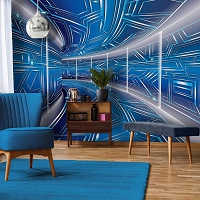 Флизелиновые фотообои 3д фото 312x219 см Модерный туннель в синем цвете (10073VEXXL) +клей